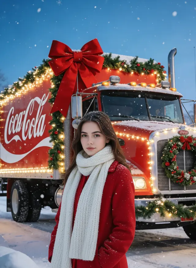 可口可乐圣诞巡游车合照
